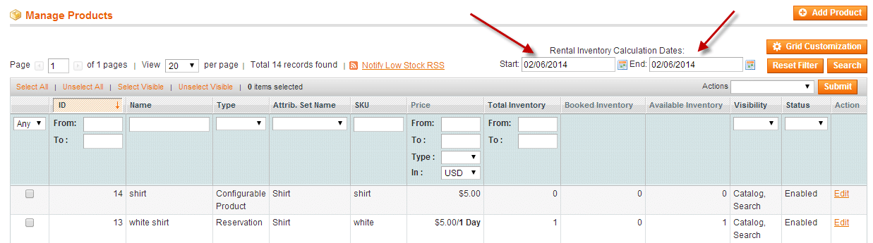 Filter Inventory Dates