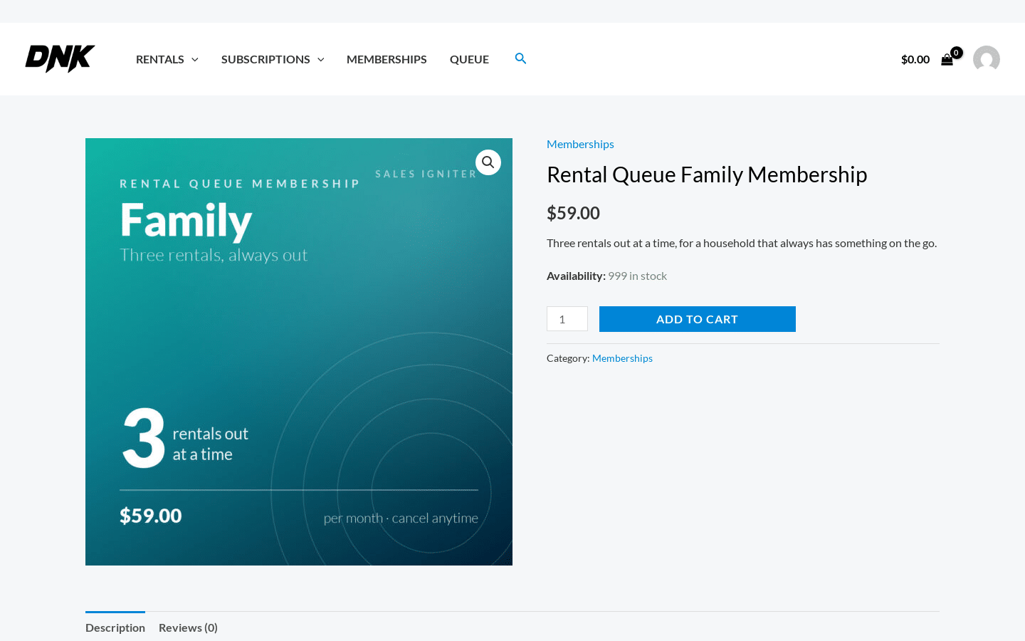 Rental Queue Membership Product