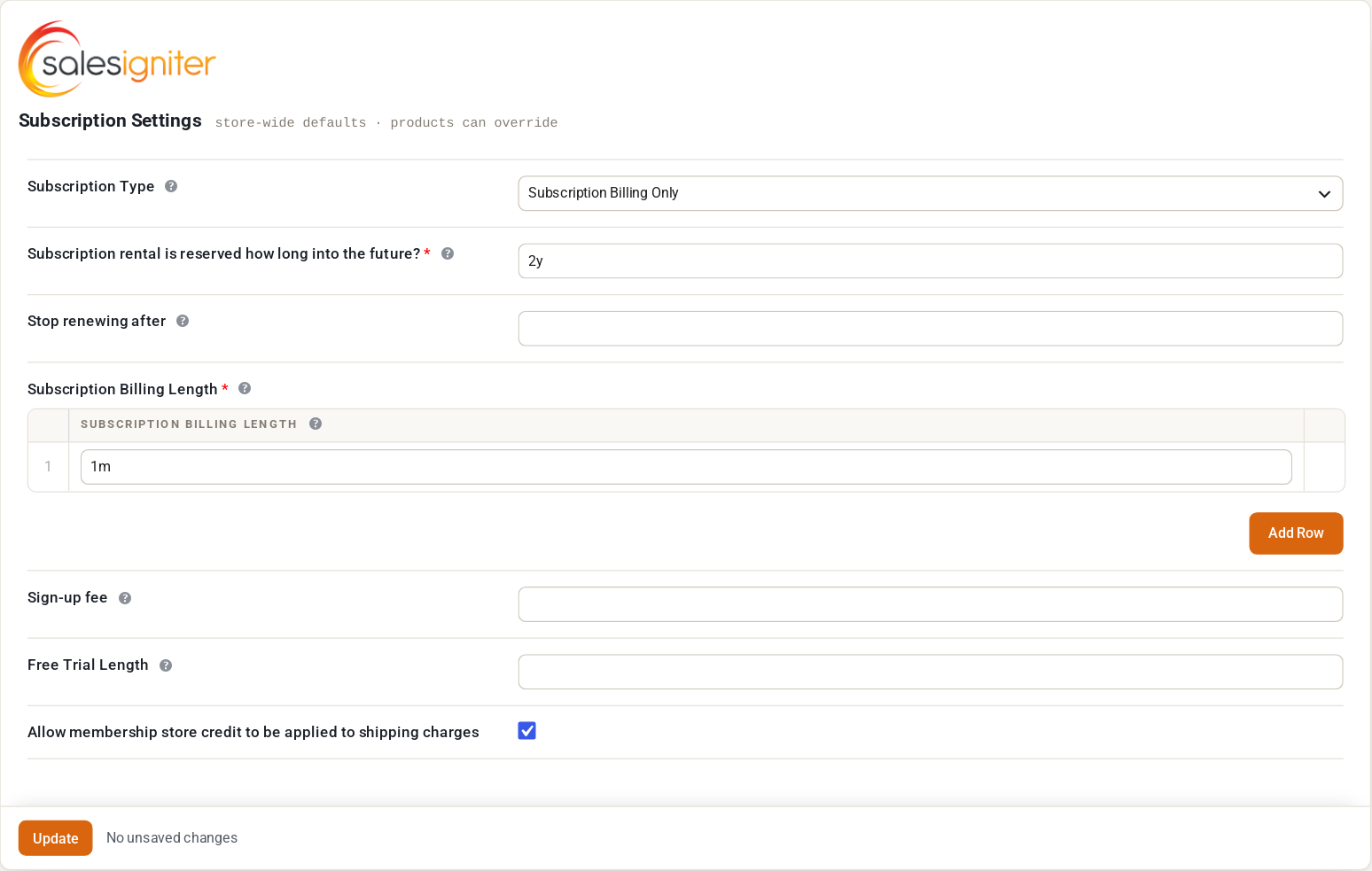 Subscription And Membership Settings