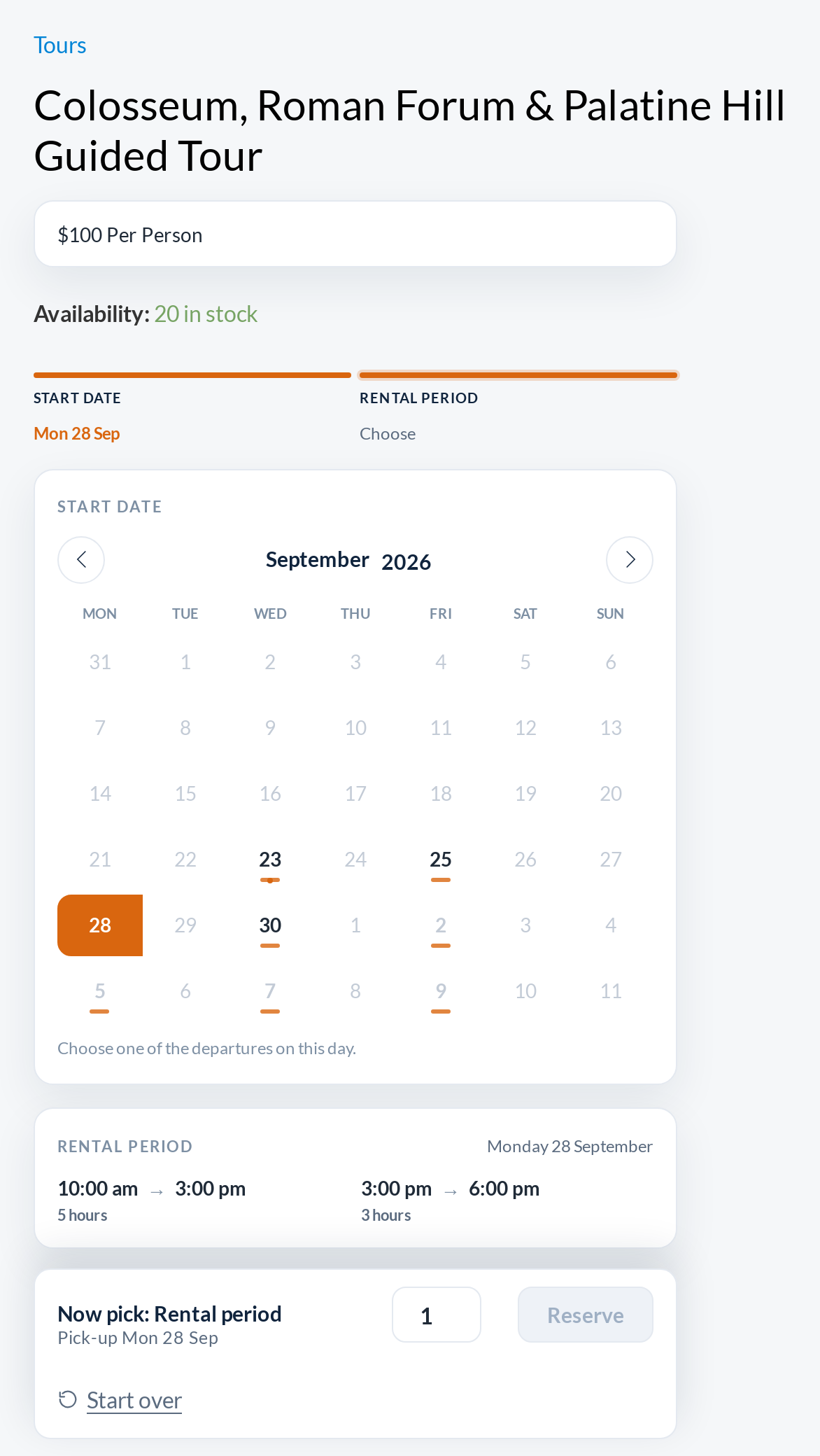 Fixed Date and Time (Tours)