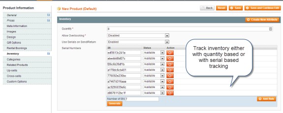 Product Edit Inventory Entry