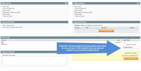 Shipment / Checkout Page