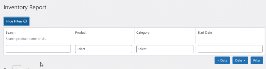 Inventory Report Filters