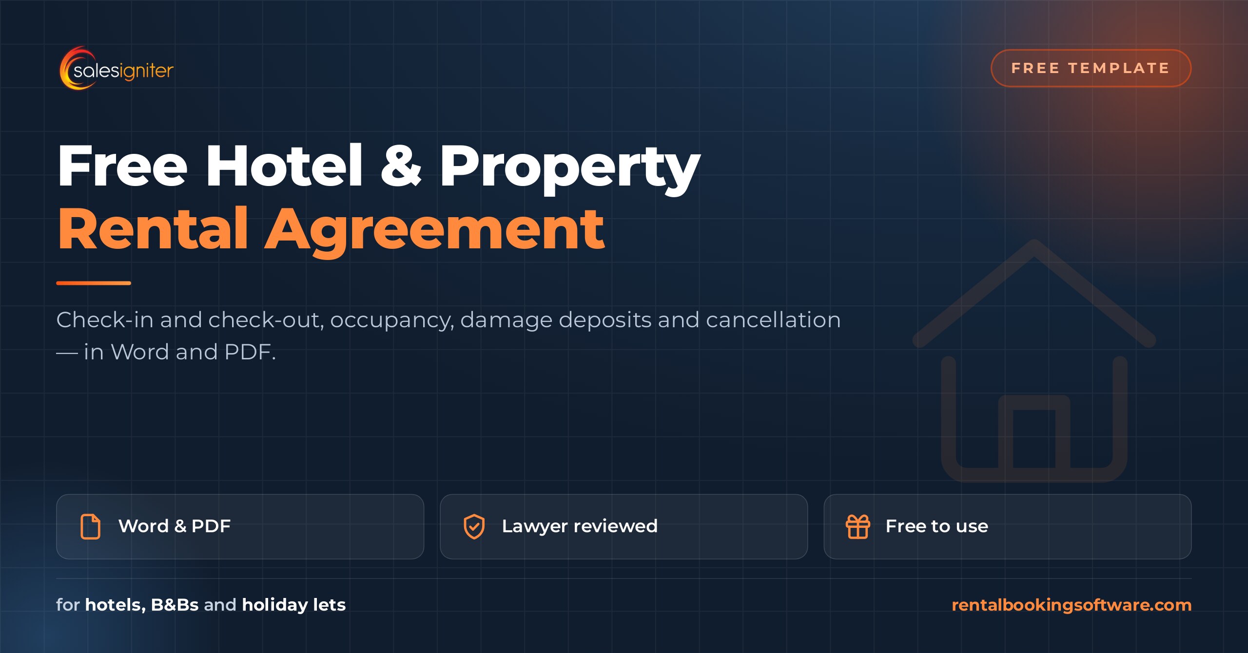 Free hotel and property rental agreement template in Word and PDF covering check-in, occupancy, damage deposits and cancellation