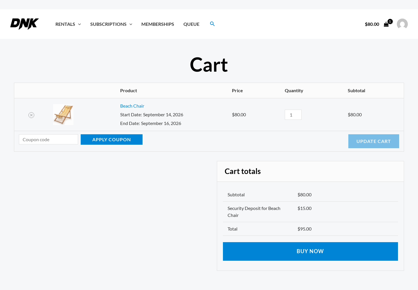 WooCommerce cart showing the refundable security deposit as a separate fee line