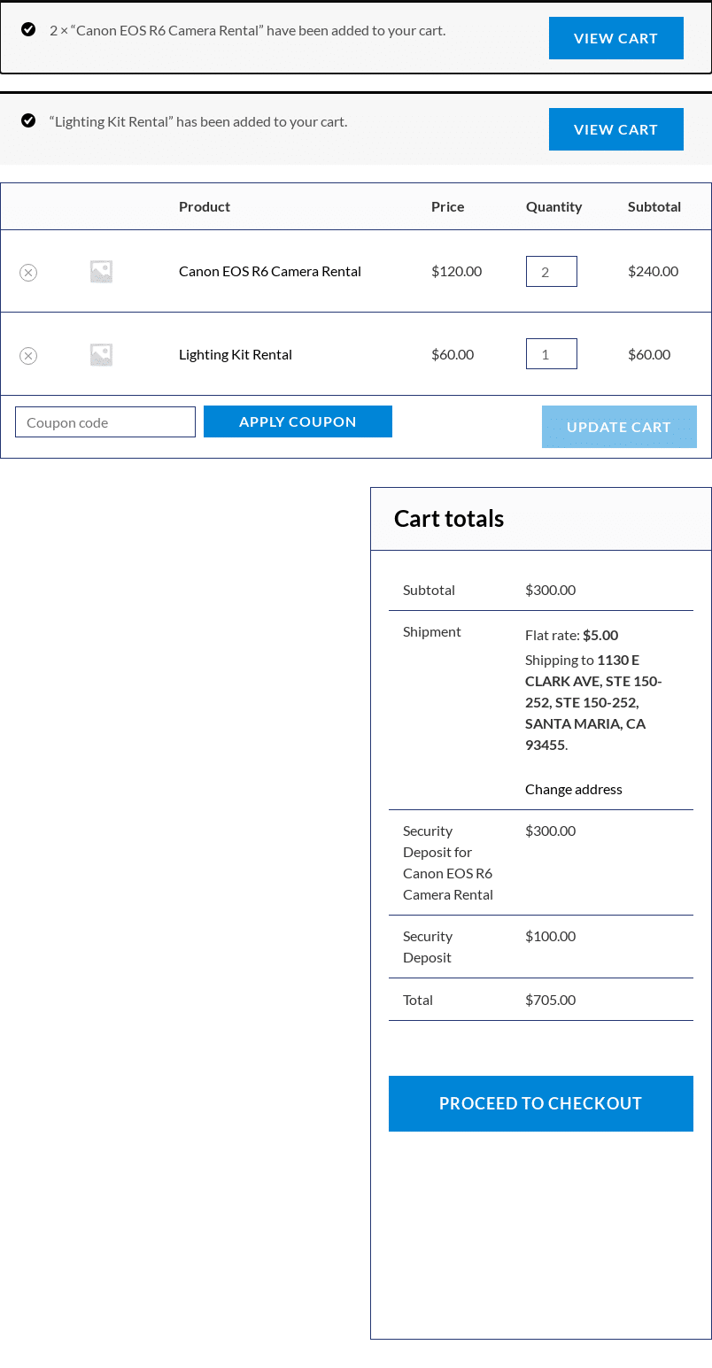 Deposit fee lines in the cart totals