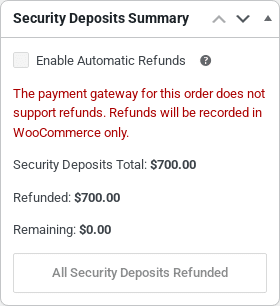 The summary once every deposit has been refunded