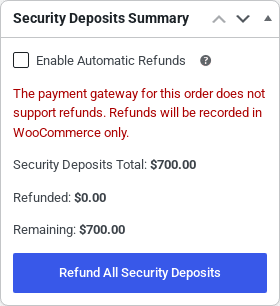 The Security Deposits Summary box
