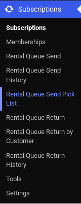 The Subscriptions admin menu