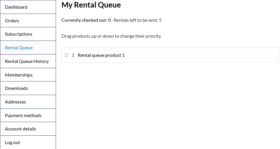 My Account > Rental Queue