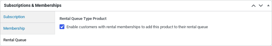 The Rental Queue tab on a product