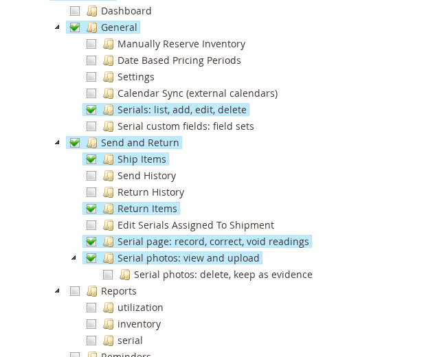 The Serials and serial custom fields permissions in a Magento admin role