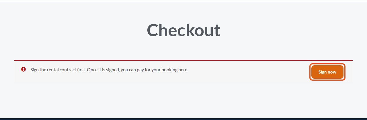 A payment page asking the customer to sign first