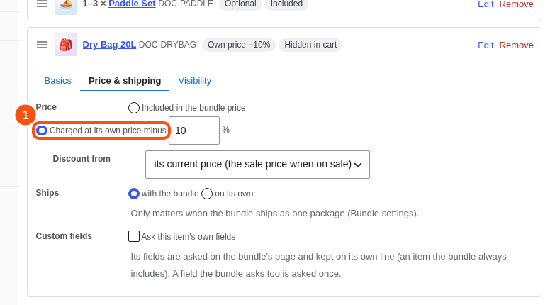 The Price and shipping tab of an item card with a discount of ten percent.