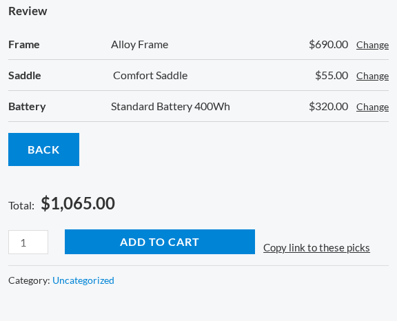 The Steps layout on a product page with the Review step open.