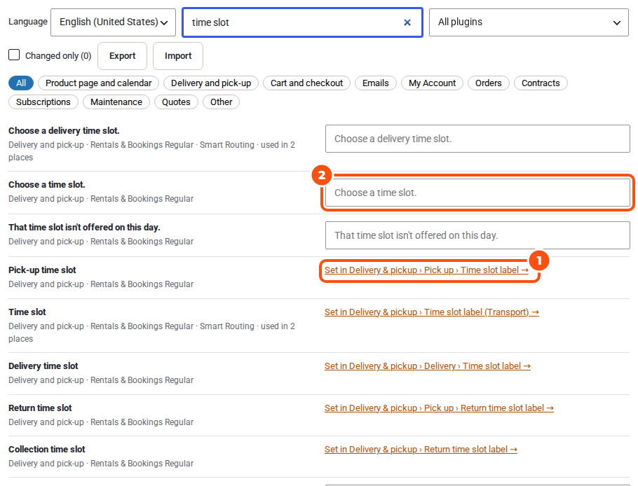 Rows that link to their own setting instead of a box